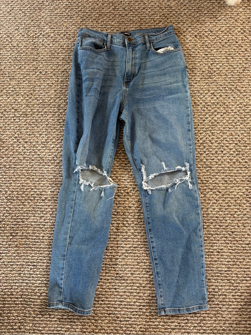 Fashion Nova Blue Ripped Straight-Leg Women’s Jeans